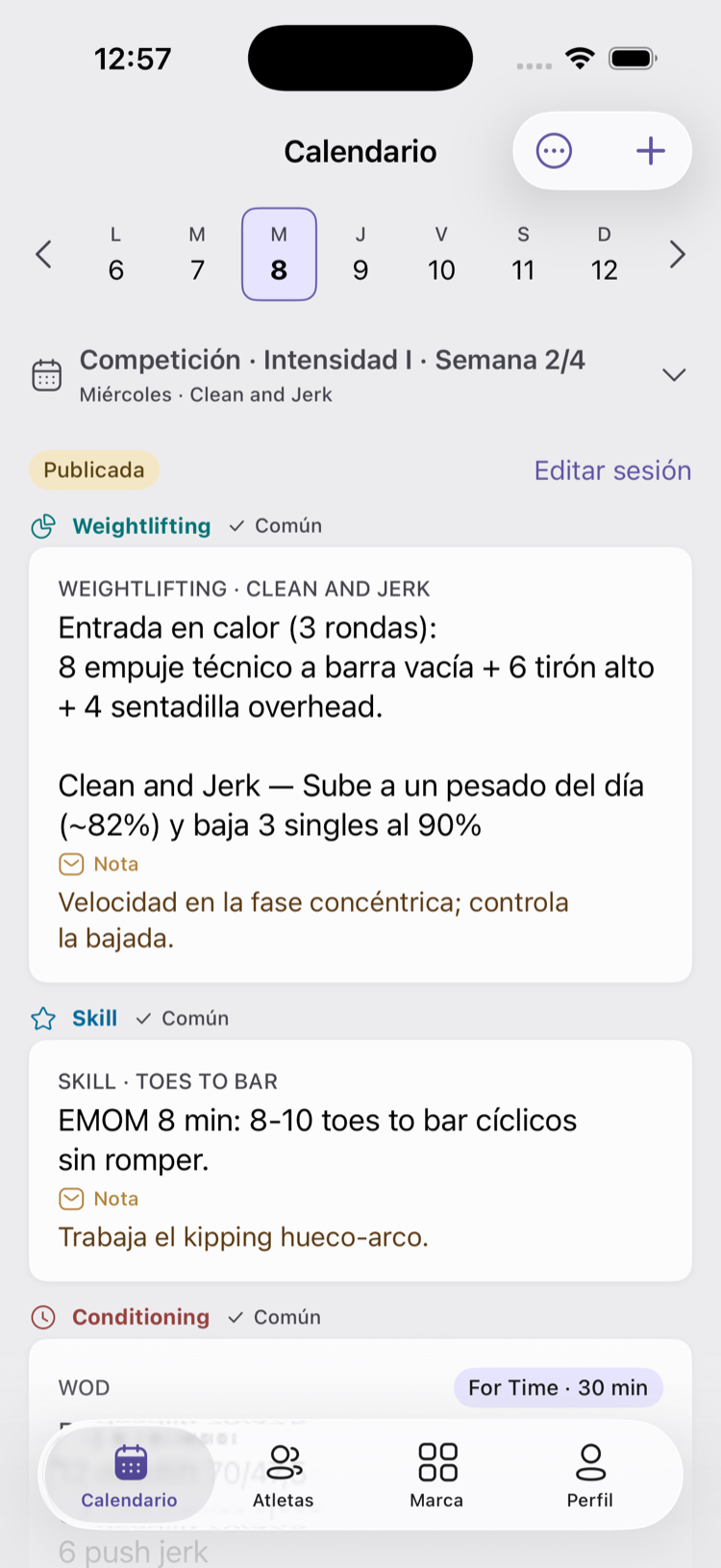 Programación del coach
